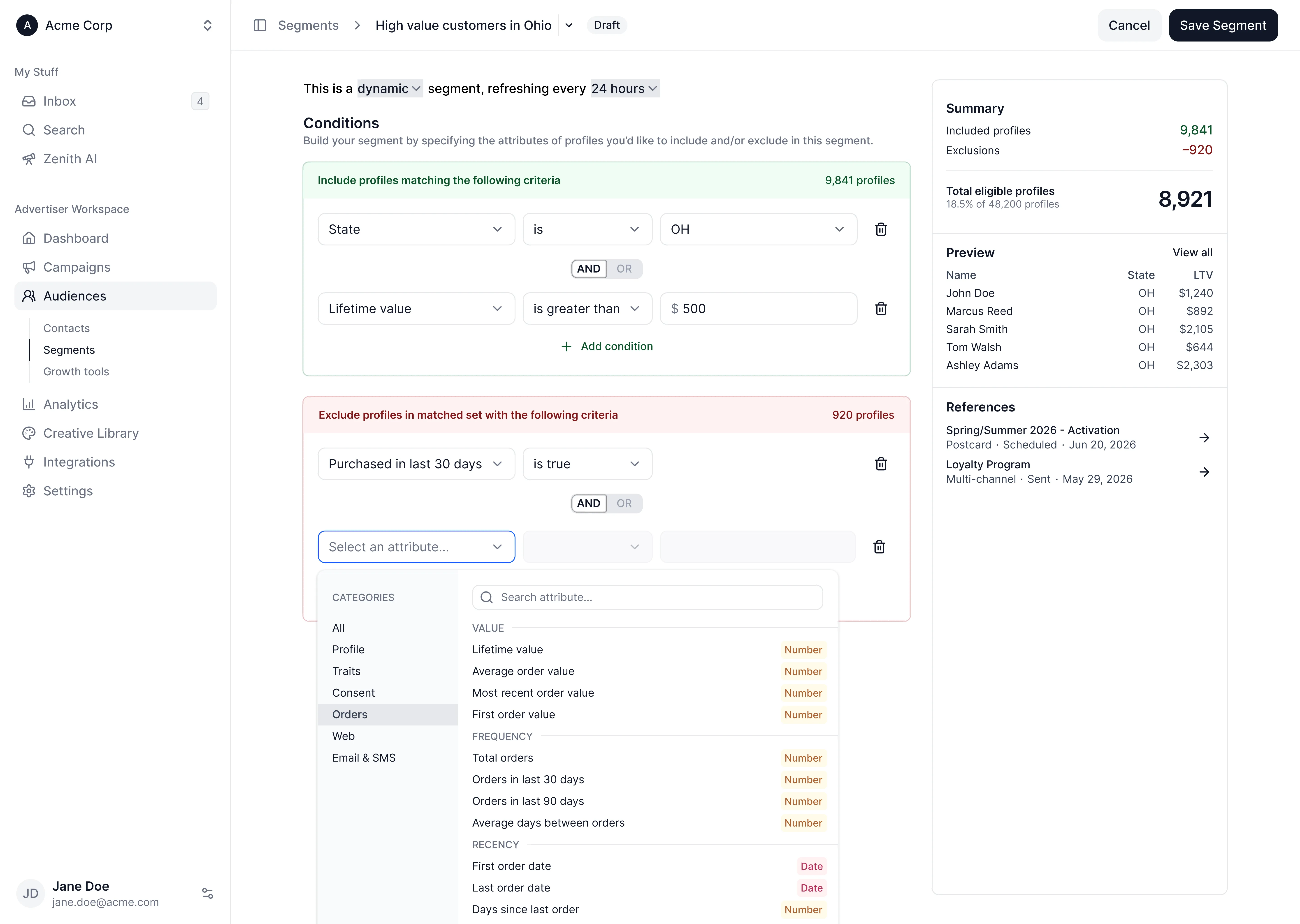 Audience segment builder