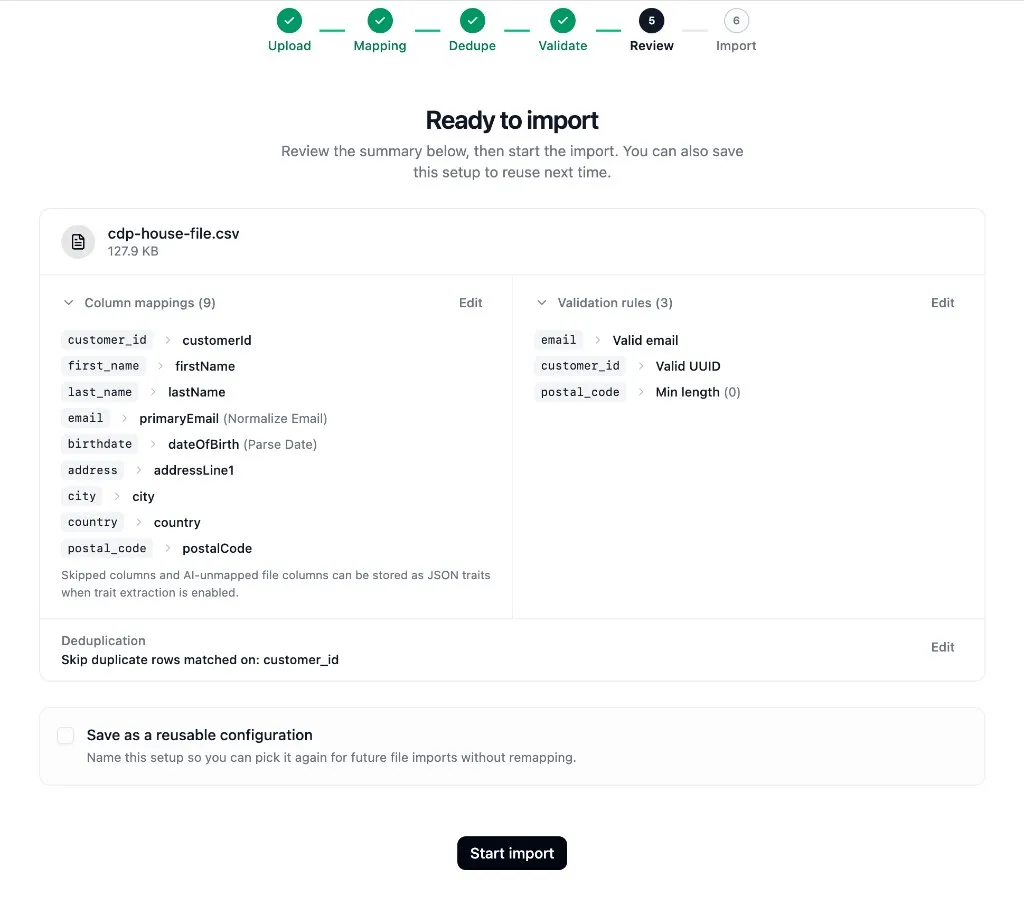 Contact import review